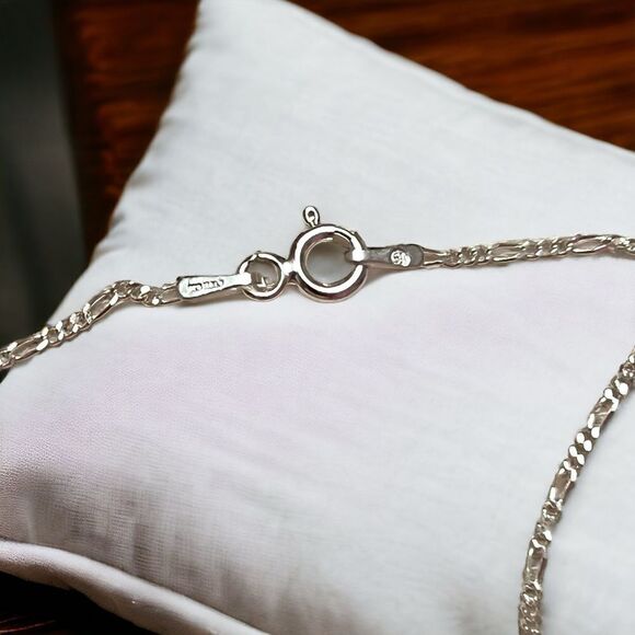 Sterling Silver 16 Inch Figaro Chain Marked Italy 925 NWOT - Picture 3 of 5